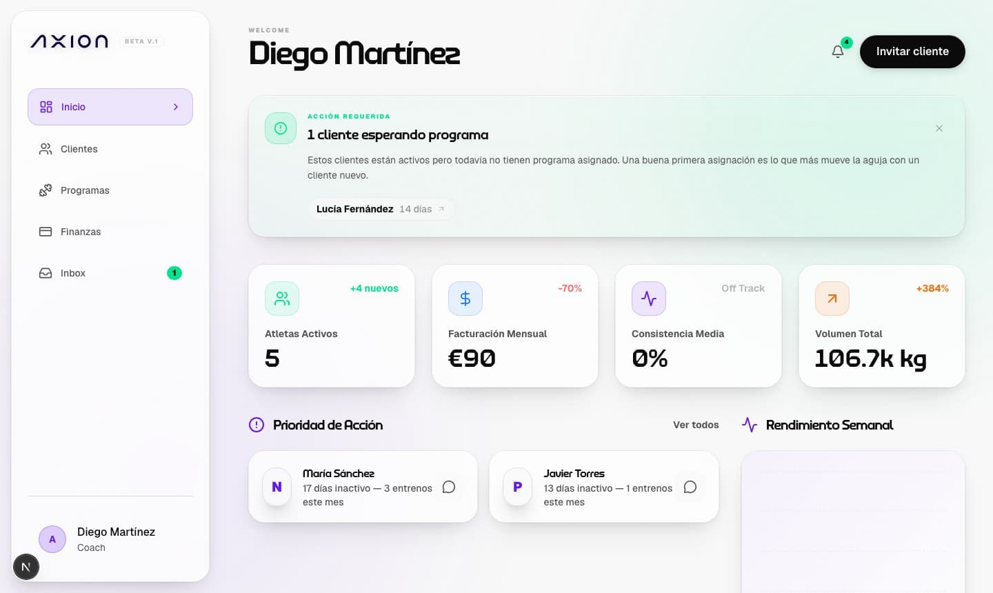 Axion — Coach Dashboard